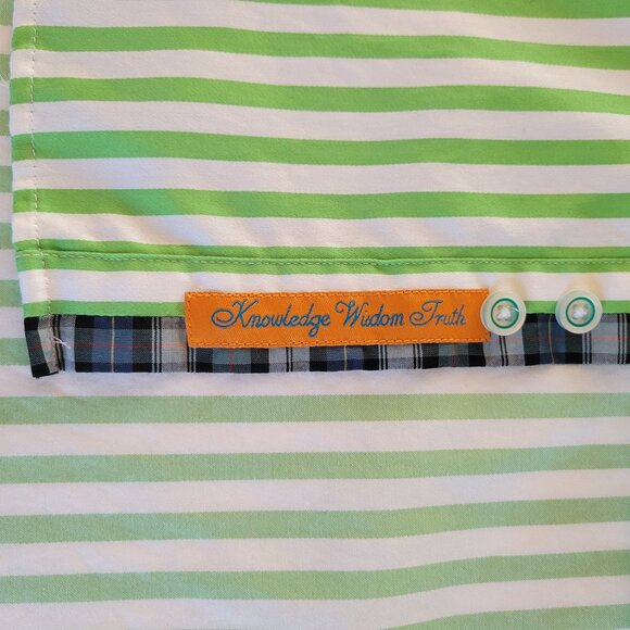Robert Graham X Shirt Mens 2XL Green Striped Flip Cuff Button Up Cotton - Picture 5 of 9